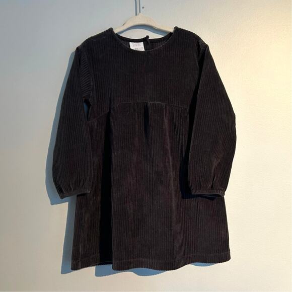 Zara Corduroy Velvet Dress, Dark Gray – Toddler Girl Size 3/4Y - Picture 1 of 8